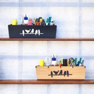 4 Compartments Wooden Desk Organizer, Stationery, Pen, Stand for Office, Home | Combo Pack